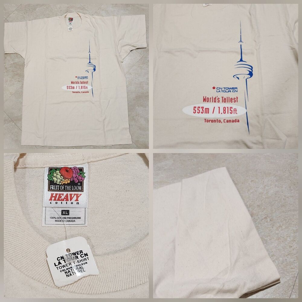 VTG 90s CN Tower Mens Adult XL Tallest Building‎ Single Stitch Toronto T Shirt